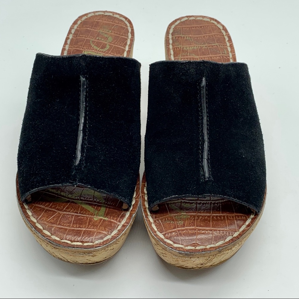 Sam Edelman Black Suede Cork Wedge RANGER 5.5M